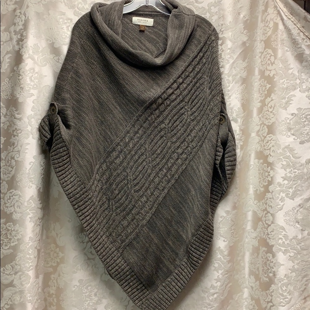 Sonoma Cowl Neck Sweater Poncho Cape EUC L/XL